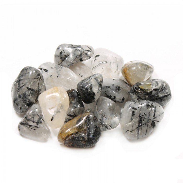 Χαλαζίας με Τουρμαλίνη - Quartz Tourmalinated Βότσαλα - Πέτρες (Tumblestones)