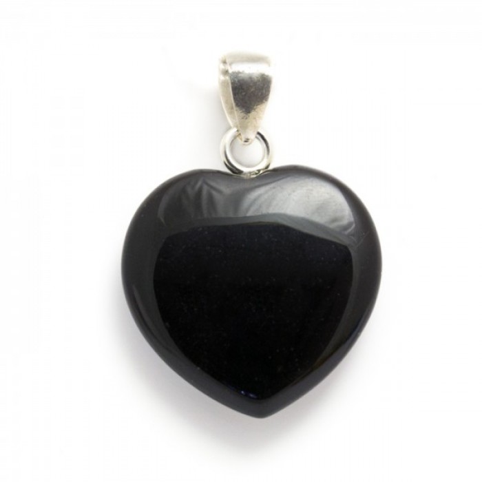 Ημιπολυτιμοι λιθοι - Καρδιά Μαύρου Οψιδιανού (μενταγιόν) - Obsidian Black Μενταγιόν