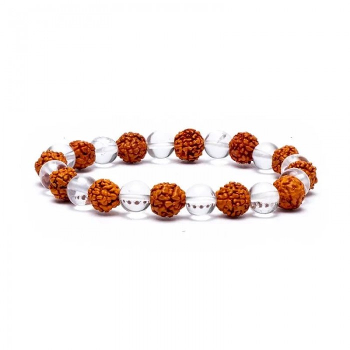 Ημιπολυτιμοι λιθοι - Βραχιόλι Rudraksha - Χαλαζία ελαστικό Κοσμήματα λίθων - Βραχιόλια