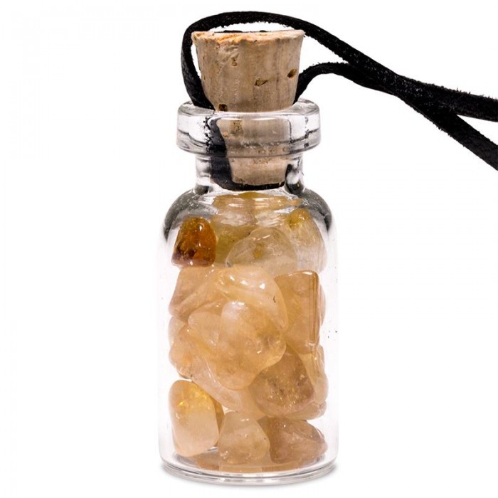 Μίνι Μπουκαλάκι Κιτρίνη με Κορδόνι - Citrine Βότσαλα - Πέτρες (Tumblestones)