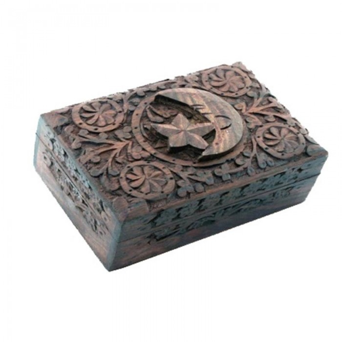 Ξύλινο Κουτί Ταρώ Σελήνη Σκαλιστό Προϊόντα από ξύλο