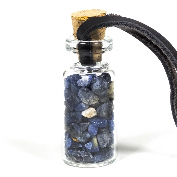 Ακατέργαστοι λίθοι - Μίνι Μπουκαλάκι Σοδαλίτη με Κορδόνι - Sodalite Βότσαλα - Πέτρες (Tumblestones)