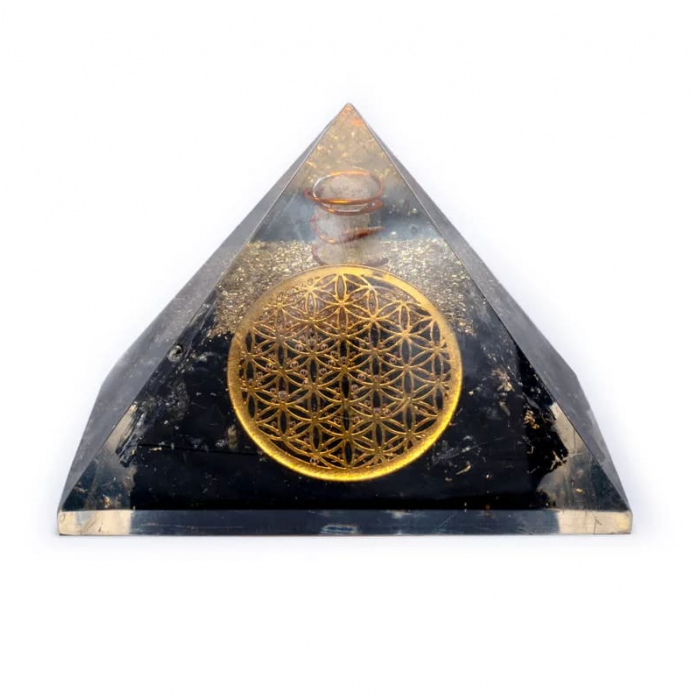Οργονίτης Πυραμίδα Μαύρη Τουρμαλίνη Flower Of Life 7cm - Tourmaline Διάφορα σχήματα