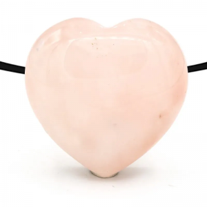 Μενταγιόν Καρδιά Ροζ Χαλαζία με τρύπα
