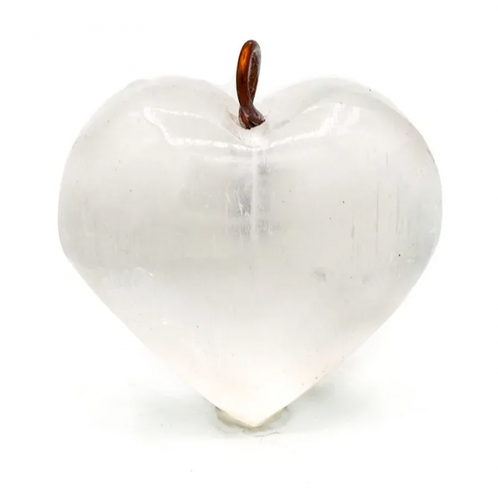 Ημιπολυτιμος Λιθος - Μενταγιόν Καρδιά Σεληνίτη 3cm Καρδιές